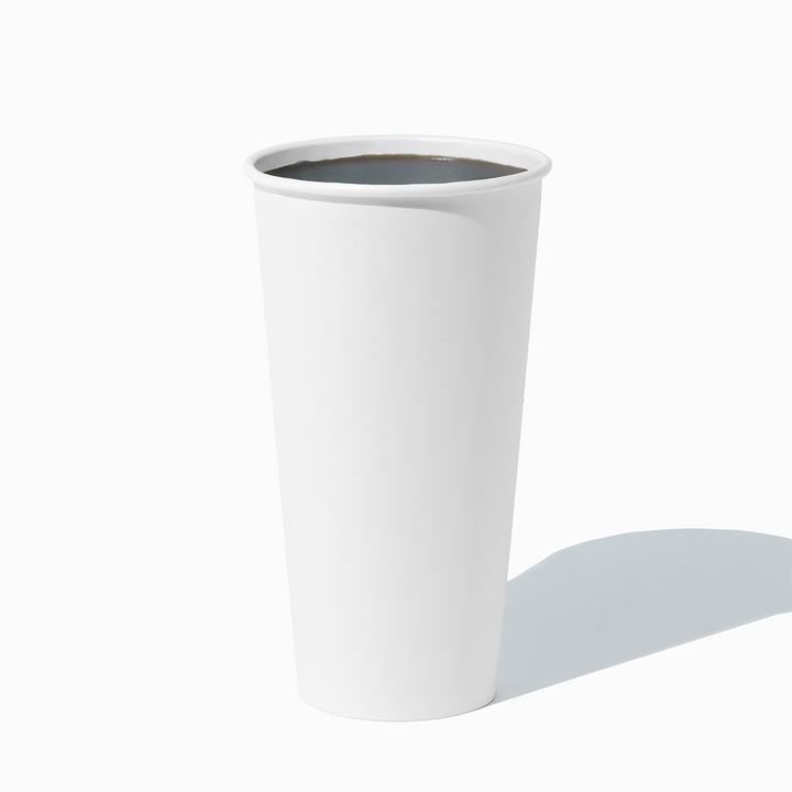 20 oz white single wall paper hot cups 1 empty