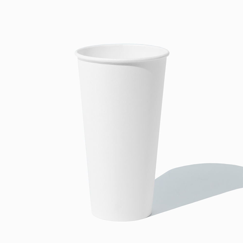 20 oz white single wall paper hot cups 1 lifestyle