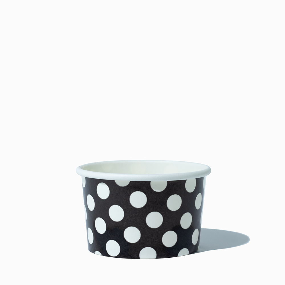 4 oz black polka dotty ice cream cups product