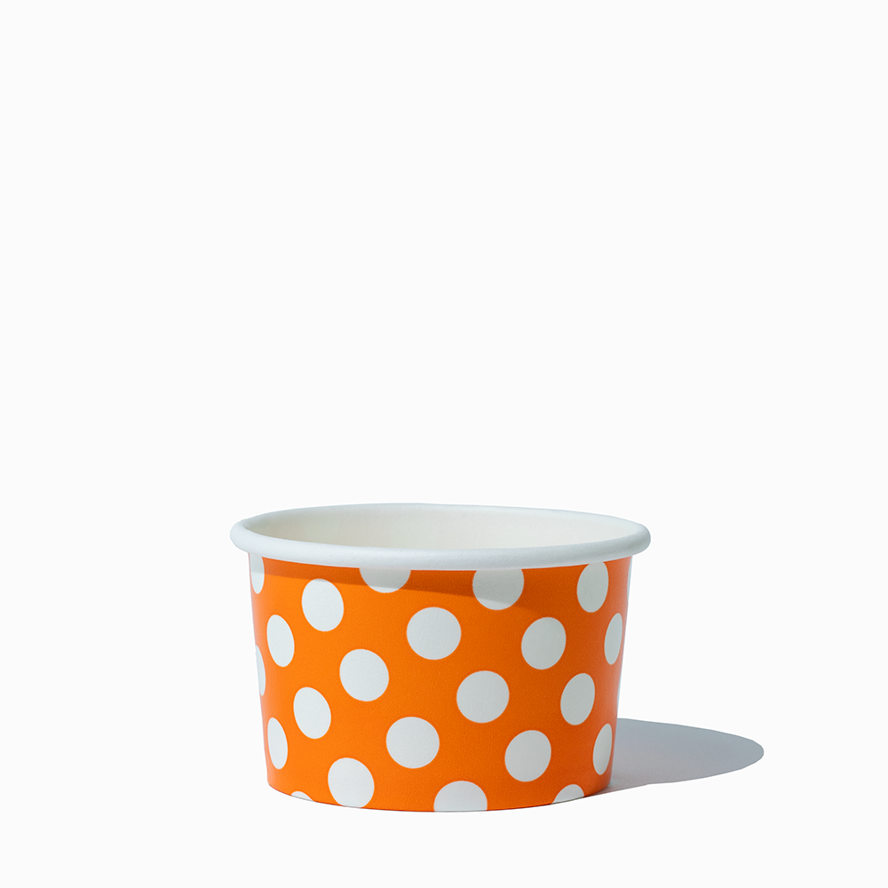 4 oz orange polka dotty ice cream cups product