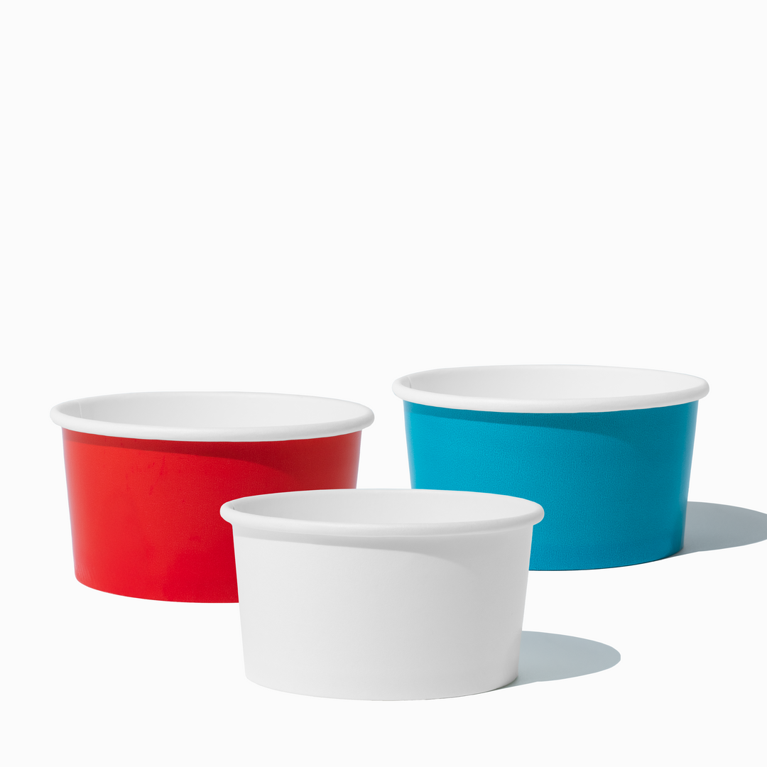 UNIQ 6 oz patriotic red, white, and blue solid ice cream cups, 1000 per case