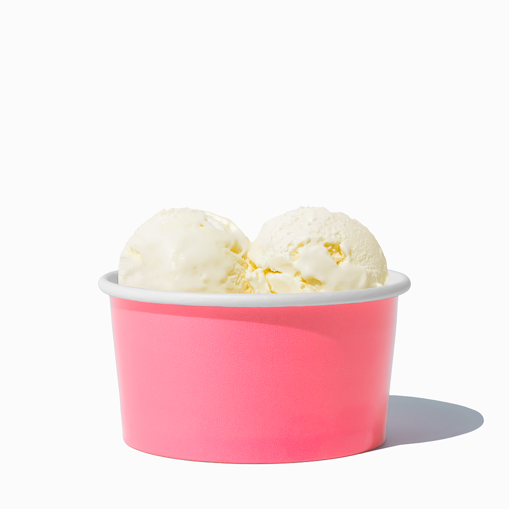 6 oz hot pink ice cream cup in use