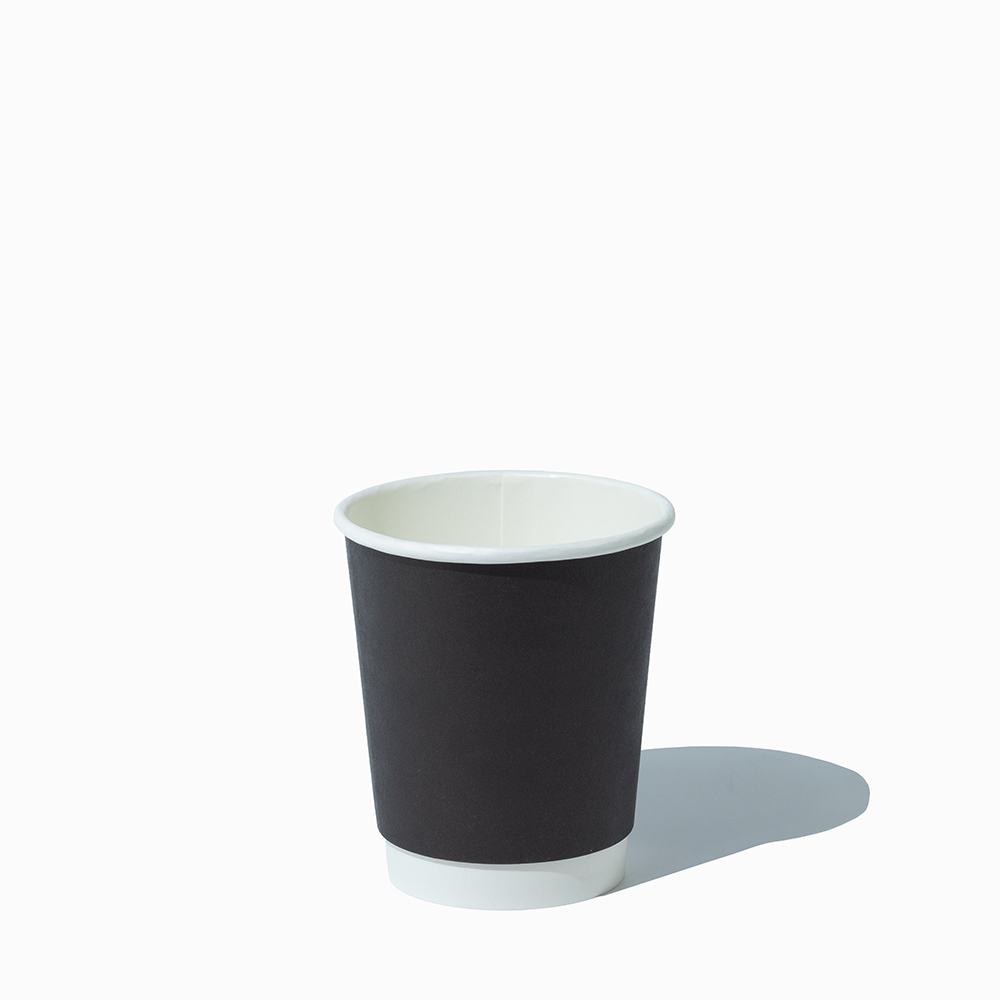 8 oz black double wall hot cup empty