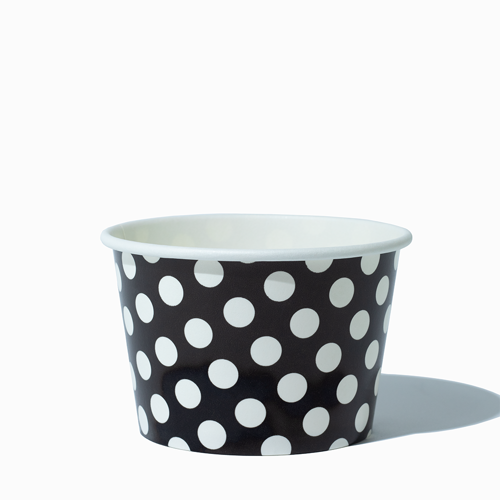 8 oz black polka dotty ice cream cups product