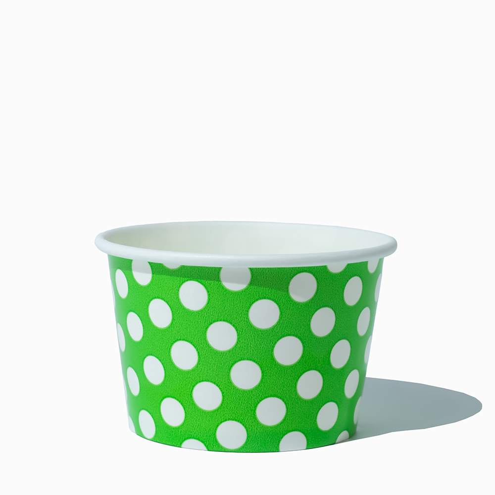 8 oz green polka dotty ice cream cups product