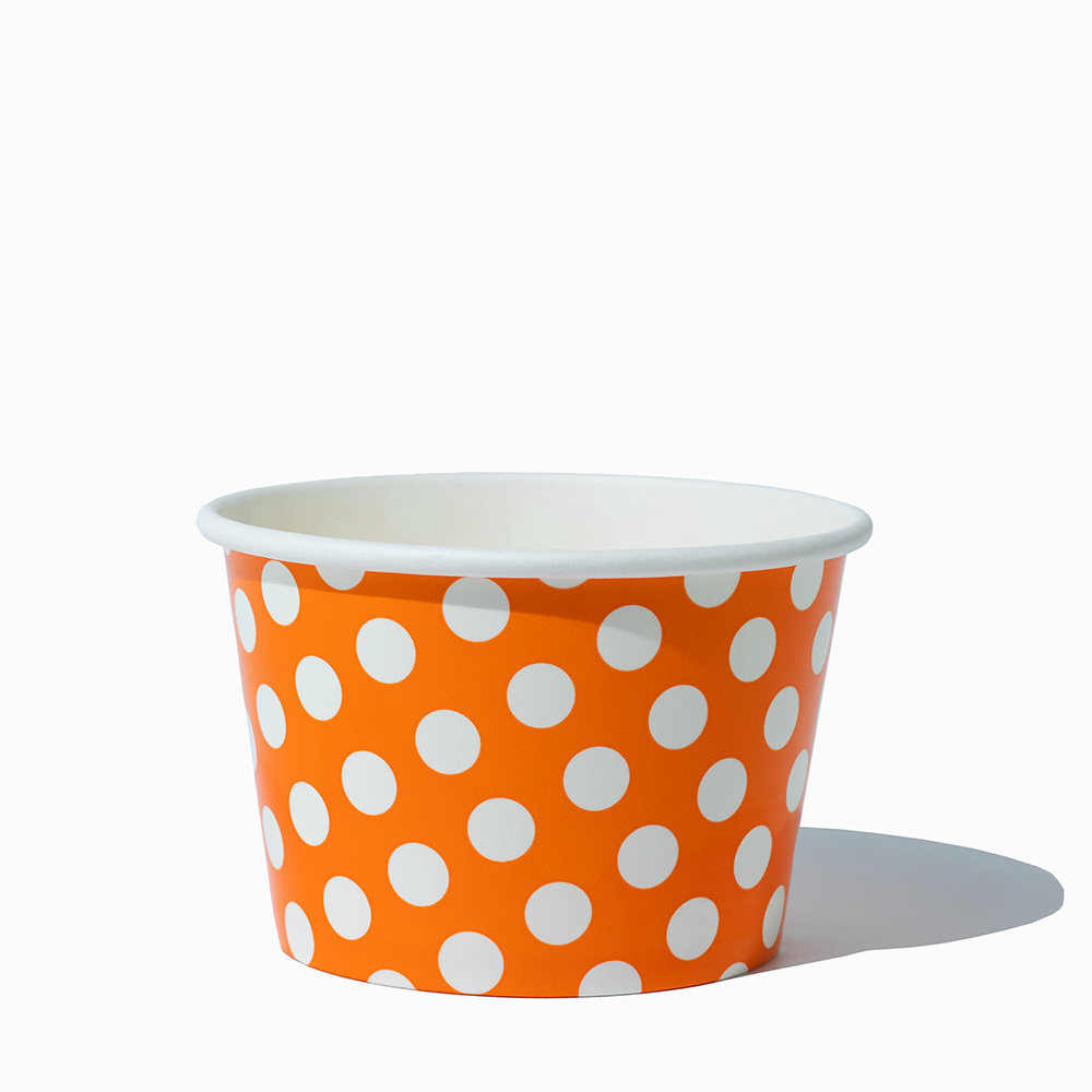 8 oz orange polka dotty ice cream cups product