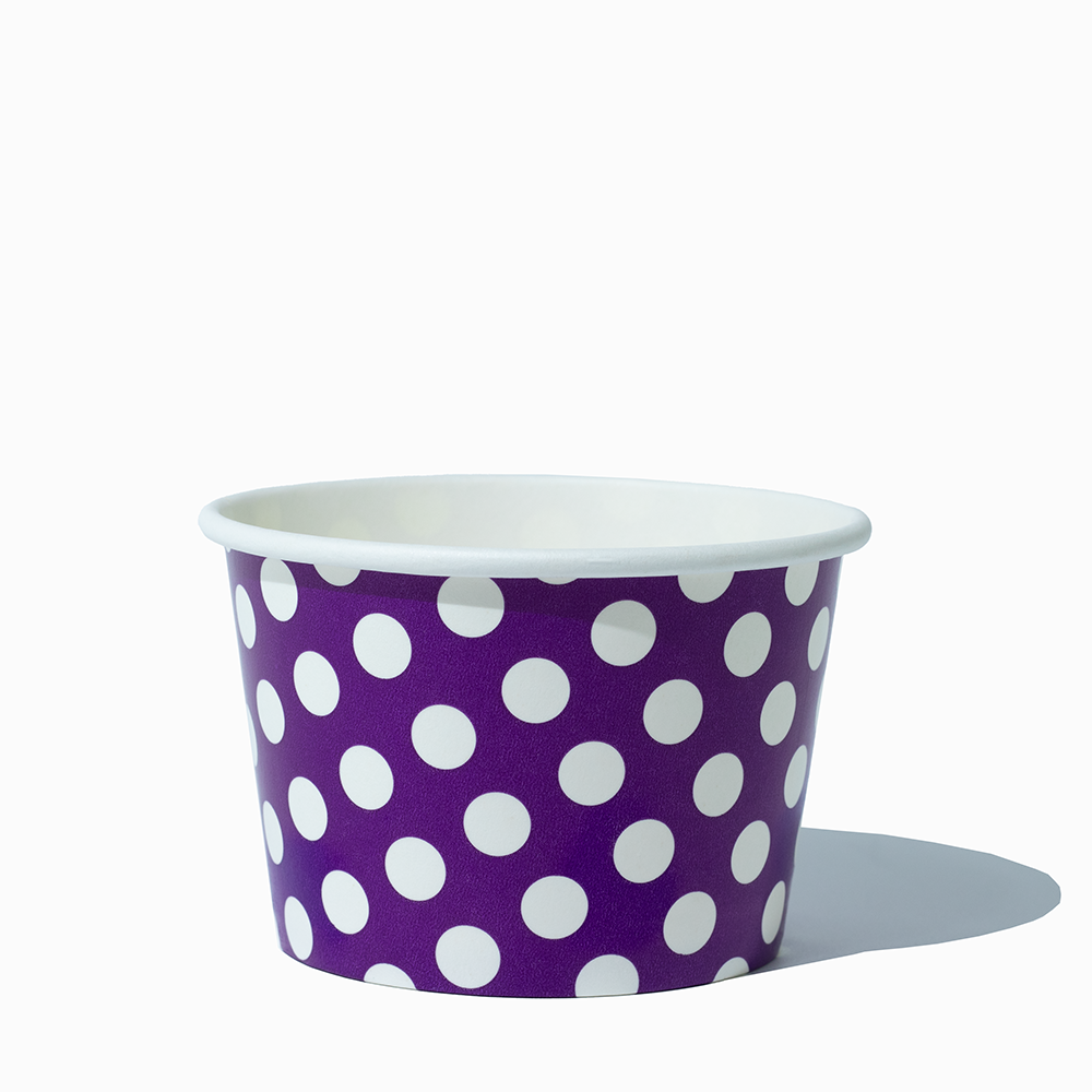 8 oz purple polka dotty ice cream cups product