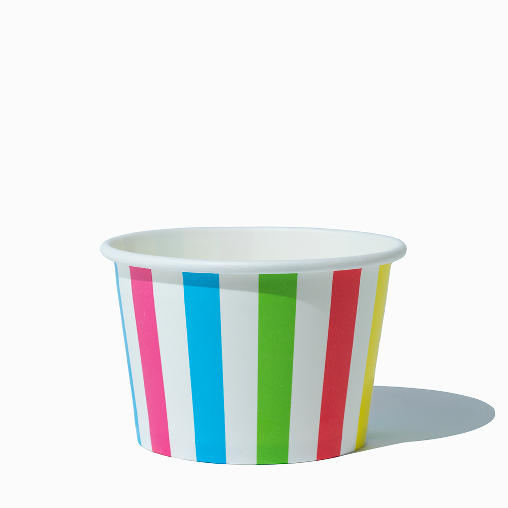 8 oz rainbow striped madness ice cream cups product