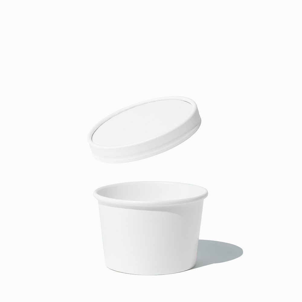 8 oz White Ice Cream Containers with Non-Vented Lids - Frozen