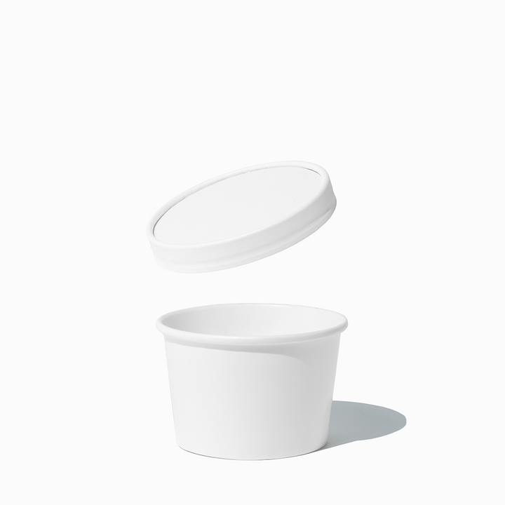 UNIQ 8 oz White Ice Cream To Go Containers With Non-Vented Lids - 250/Case