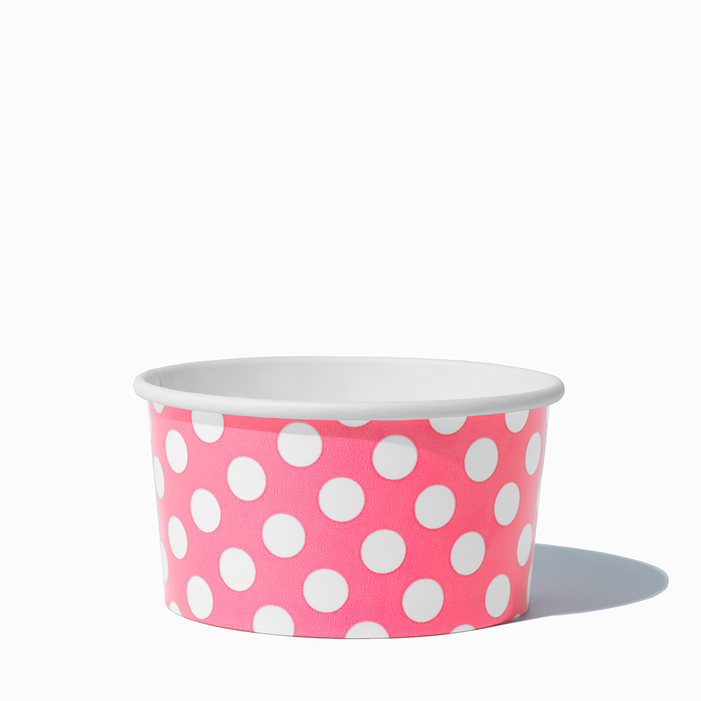 6 oz hot pink polka dotty ice cream cup empty