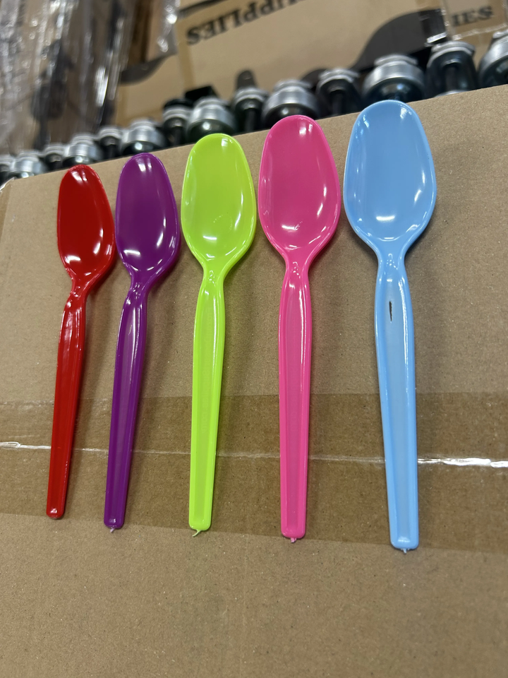 Mixed Colors Super Dessert Spoons (Cosmetic Blemishes) - 1000/Case