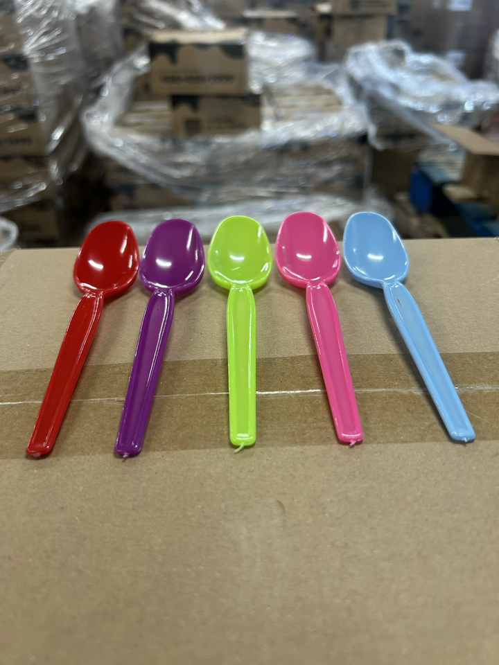 Mixed Colors Super Dessert Spoons (Cosmetic Blemishes) - 1000/Case