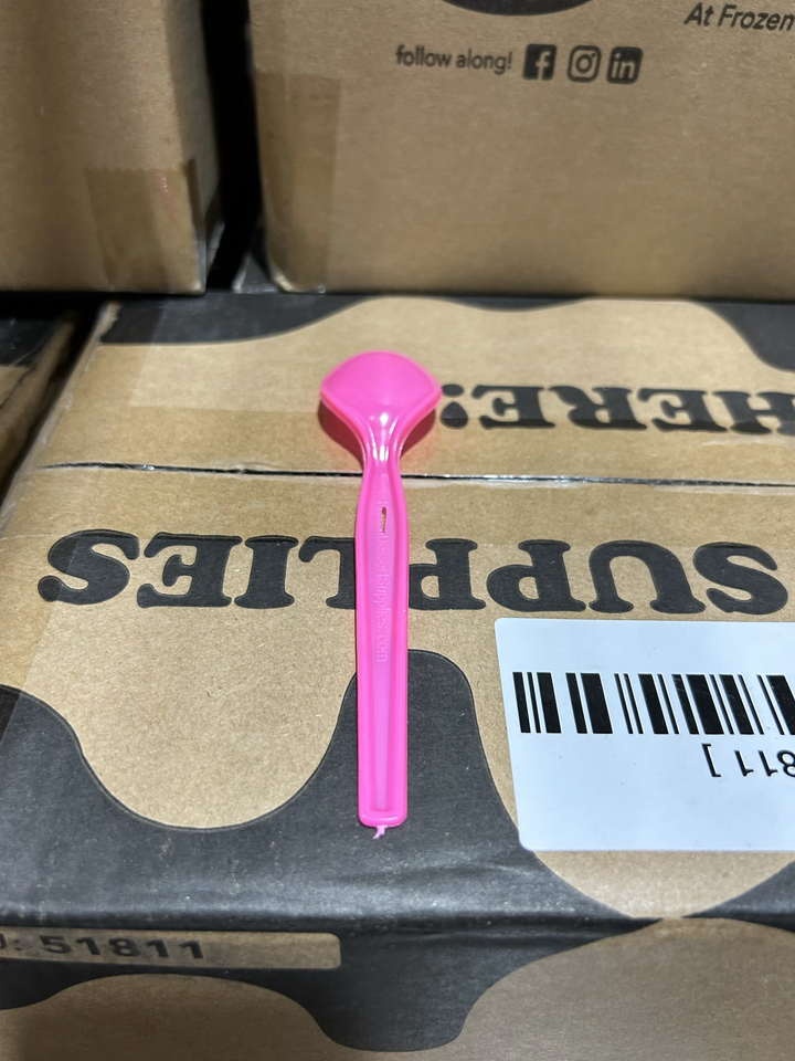 Pink Super Dessert Spoons (Cosmetic Blemishes) - 1000/Case
