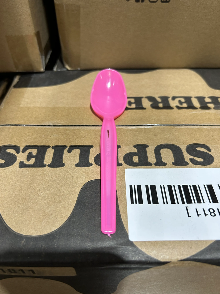 Pink Super Dessert Spoons (Cosmetic Blemishes) - 1000/Case