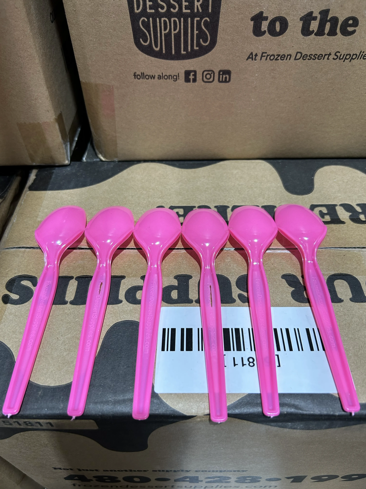 Pink Super Dessert Spoons (Cosmetic Blemishes) - 1000/Case