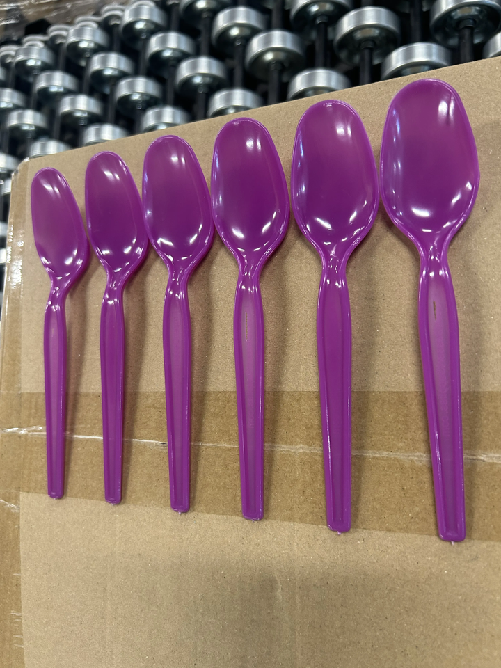 Purple Super Dessert Spoons (Cosmetic Blemishes) - 1000/Case