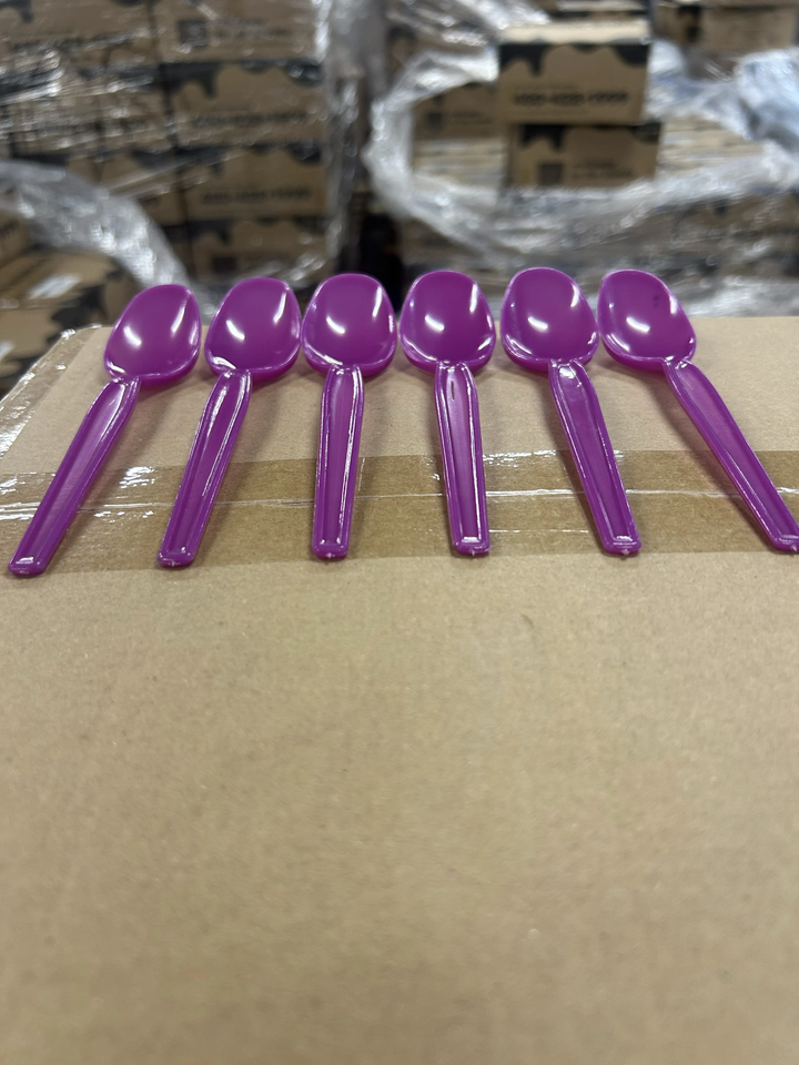 Purple Super Dessert Spoons (Cosmetic Blemishes) - 1000/Case