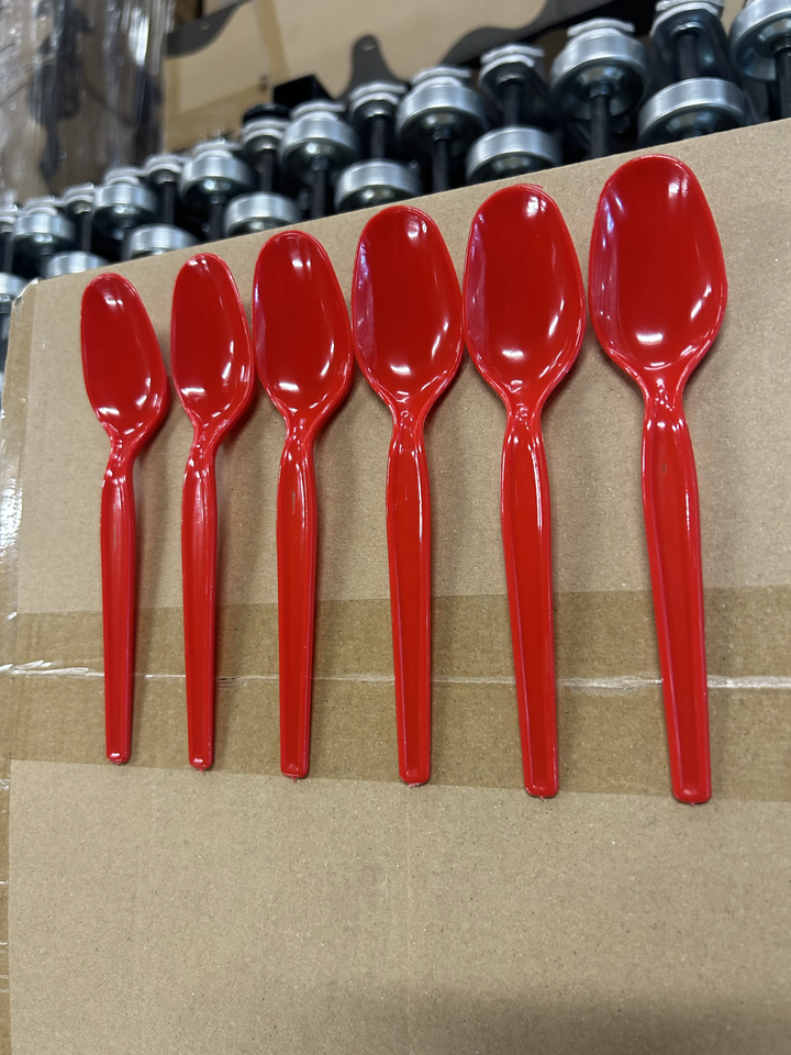 Red Super Dessert Spoons (Cosmetic Blemishes) - 1000/Case