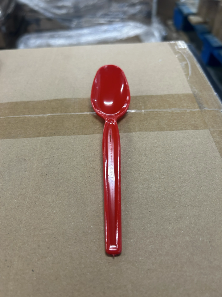 Red Super Dessert Spoons (Cosmetic Blemishes) - 1000/Case