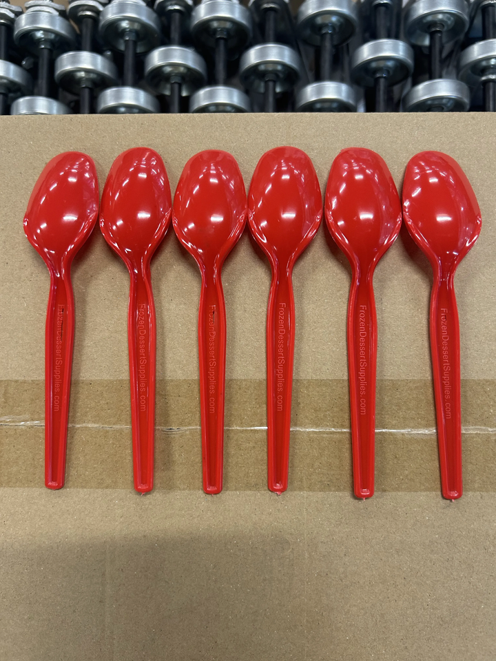 Red Super Dessert Spoons (Cosmetic Blemishes) - 1000/Case