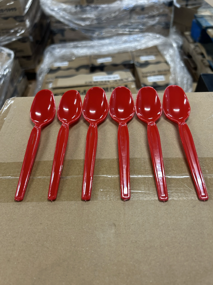 Red Super Dessert Spoons (Cosmetic Blemishes) - 1000/Case