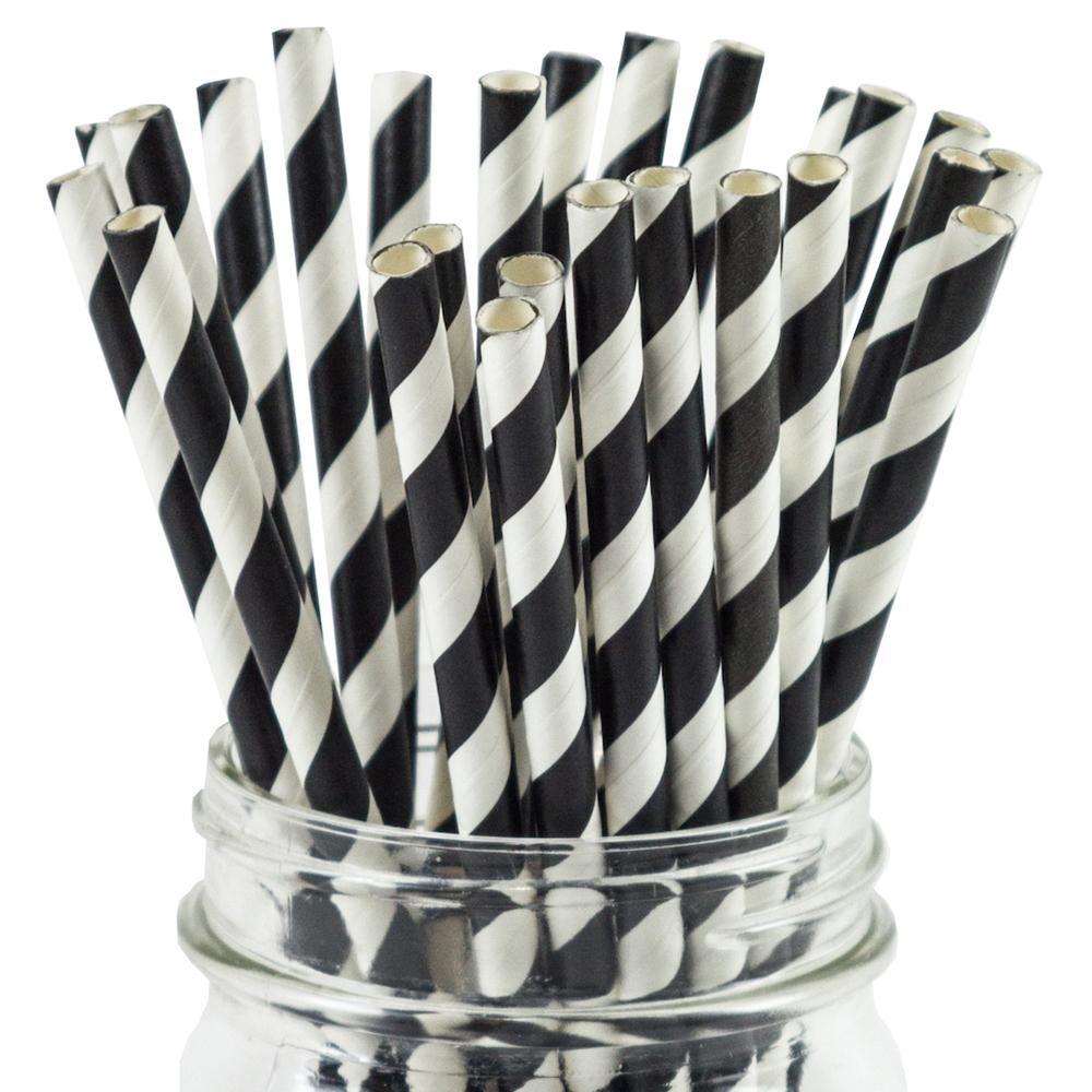 UNIQIFY® Black Striped Paper Straws