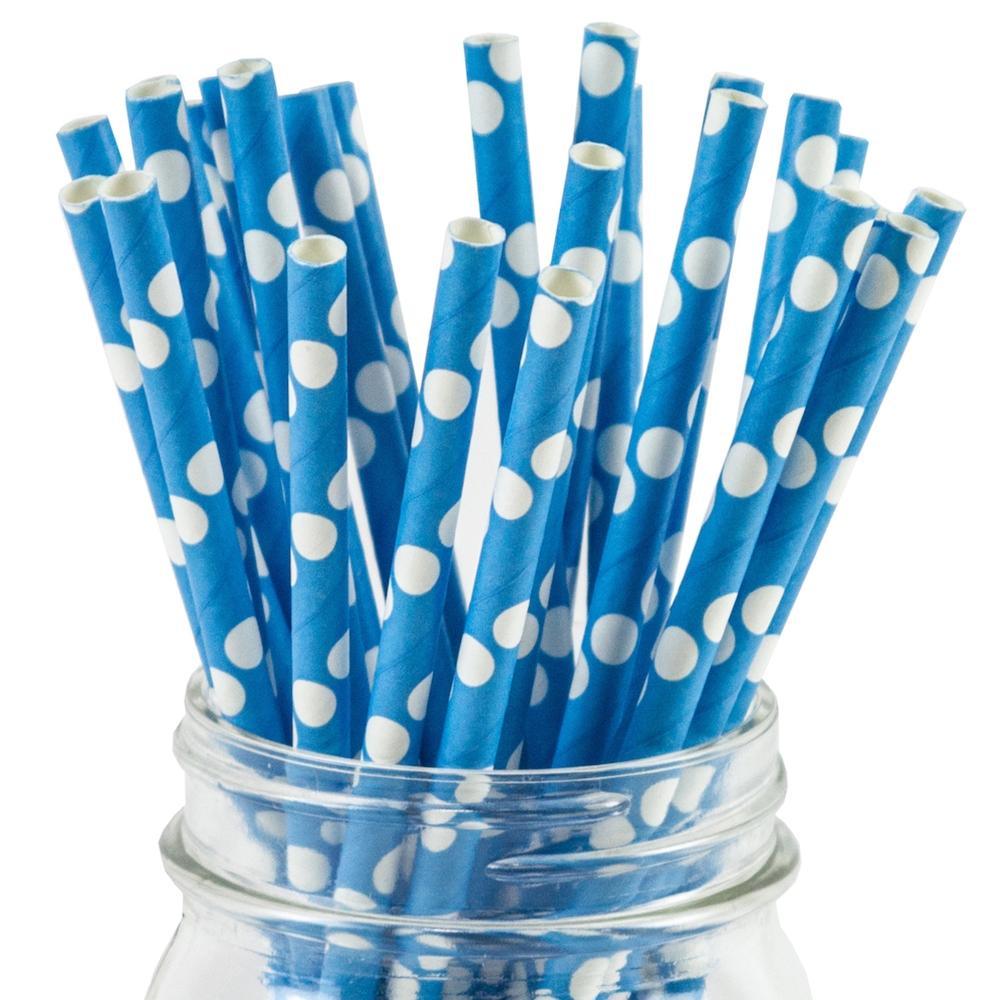 UNIQIFY® Blue Polka Dot Paper Straws