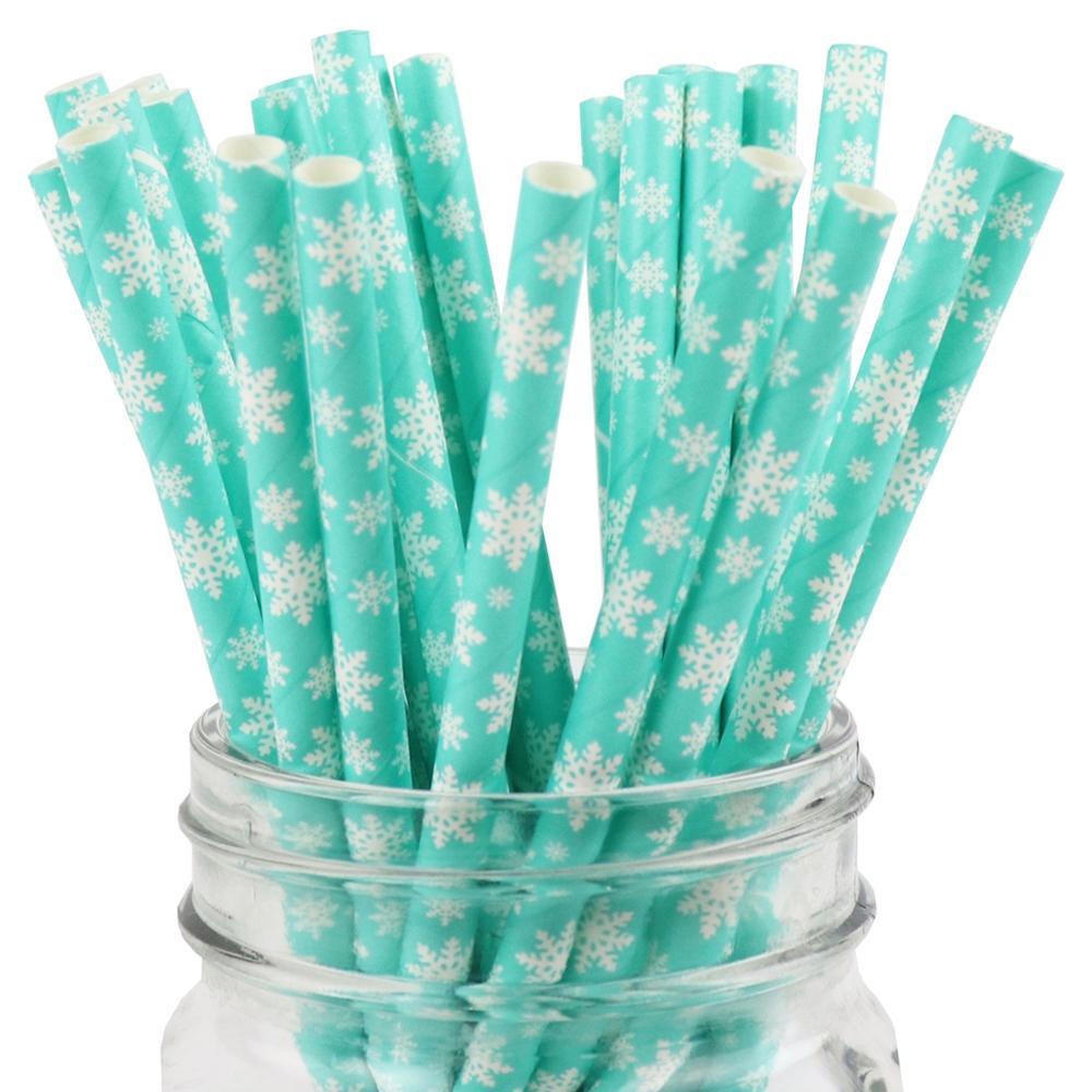 UNIQIFY® Sea Foam Snowflake Paper Straws