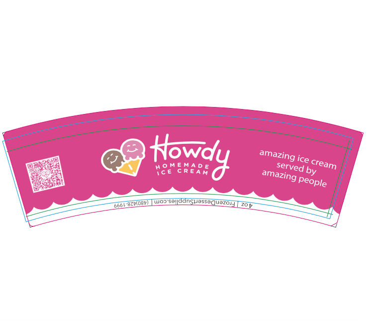 4 oz Howdy Homemade Custom Ice Cream Cups - C-HOWDY4OZCUP-CUSTOM