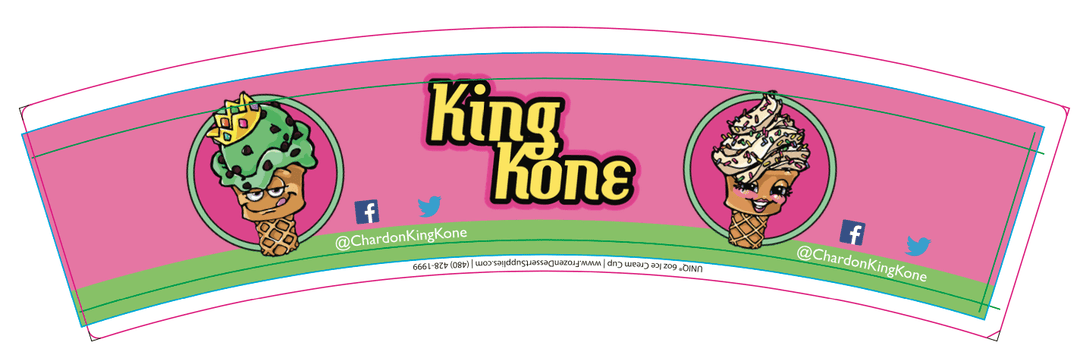 6 oz King Kone Custom Ice Cream Cups - C-KINGKONE06OZ-CUSTOM