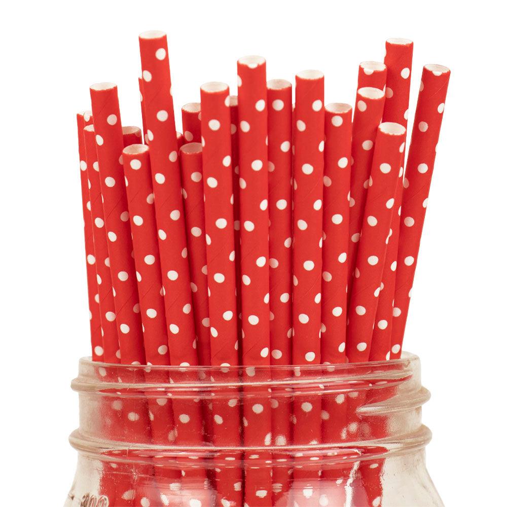 UNIQIFY® Red Tiny Polka Dot Paper Straws