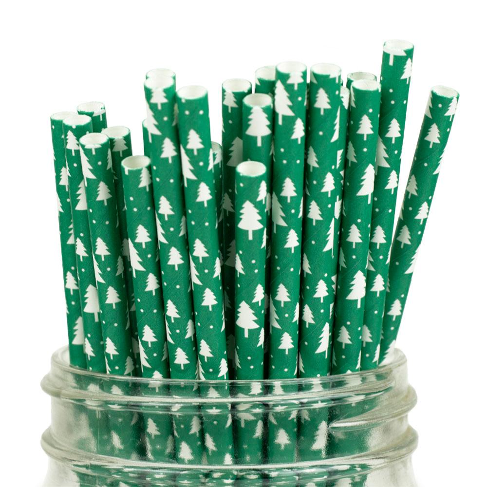 UNIQIFY® Green Christmas Tree Paper Straws