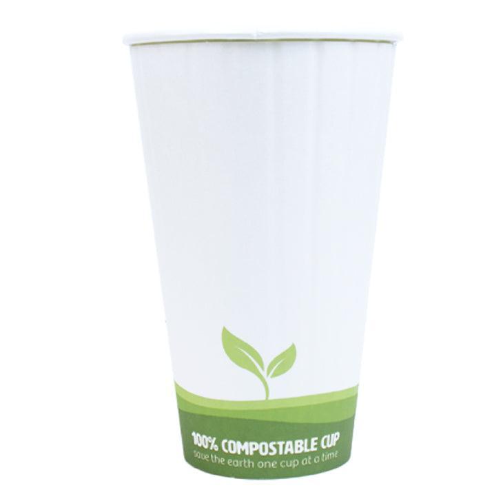 UNIQIFY® 20 oz Eco-Friendly Compostable Double Wall Paper Hot Cups - HCF200220LEAF