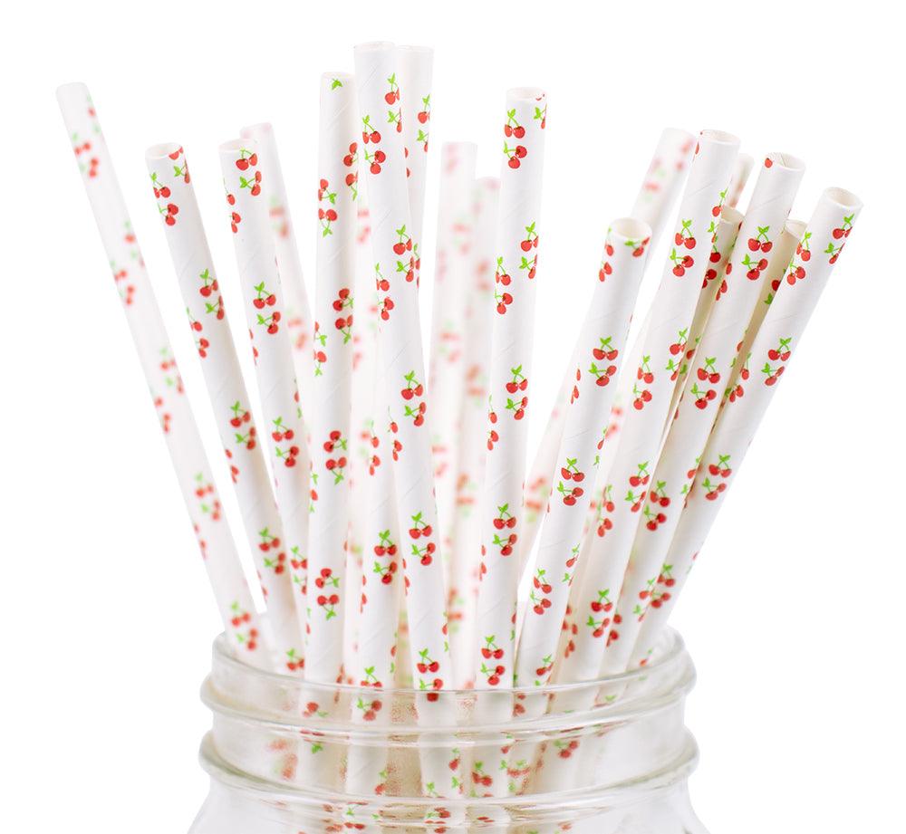 UNIQIFY® Cherry Patterned Paper Straws