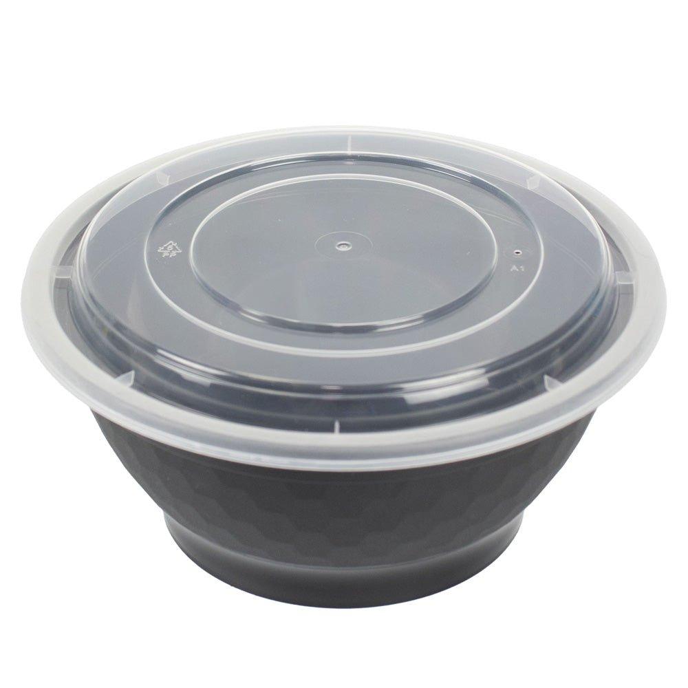 PREMIUM USA 38oz Bowl Container with Lid - Frozen Dessert Supplies T255660BK38