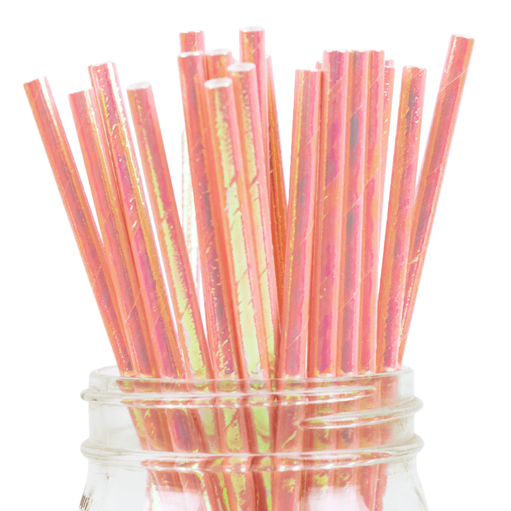 UNIQIFY® Iridescent Pink Paper Straws
