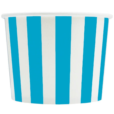 UNIQIFY® 12 oz Blue Striped Madness Ice Cream Cups - Frozen Dessert Supplies