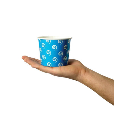 UNIQIFY® 12 oz Blue Swirls and Twirls Ice Cream Cups - Frozen Dessert Supplies