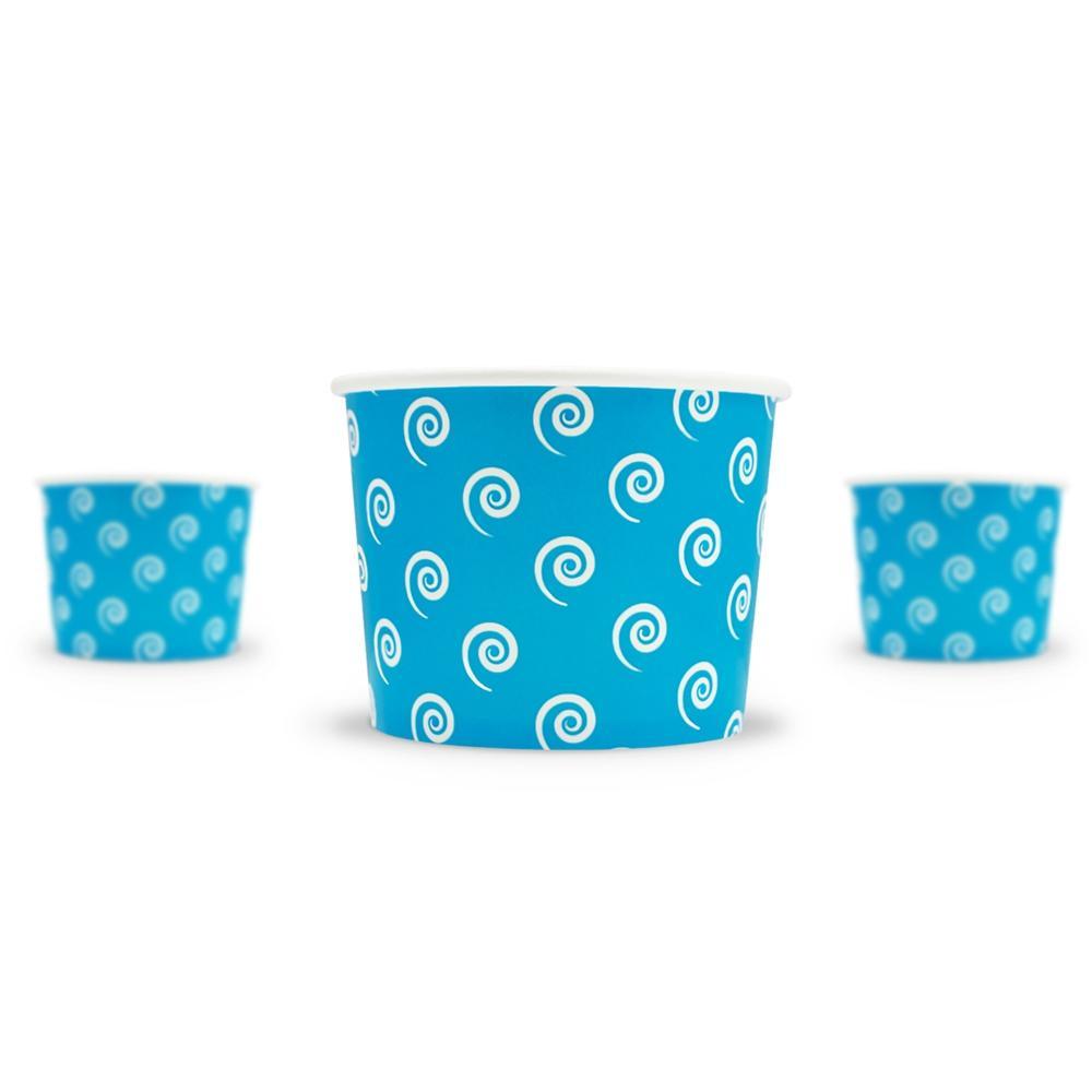 UNIQIFY® 12 oz Blue Swirls and Twirls Ice Cream Cups - Frozen Dessert Supplies 12BLUESW&TCUP