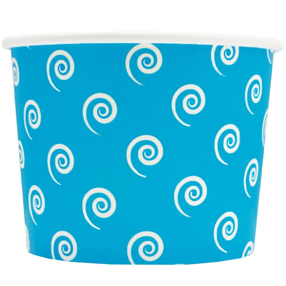 UNIQIFY® 12 oz Blue Swirls and Twirls Ice Cream Cups - Frozen Dessert Supplies 12BLUESW&TCUP
