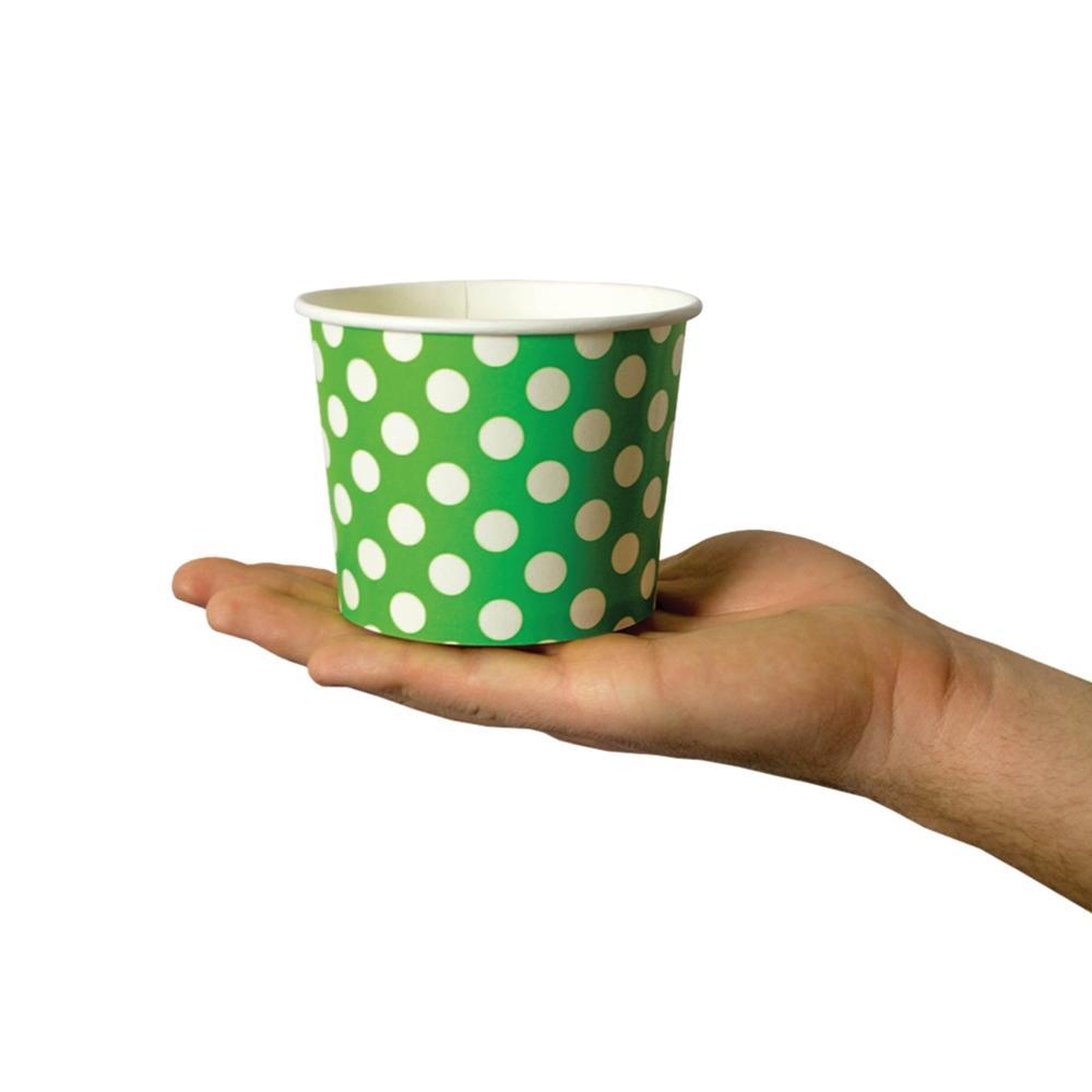 16oz Green Polka Dot Pint Containers with Non-Vented Lids Made in The USA