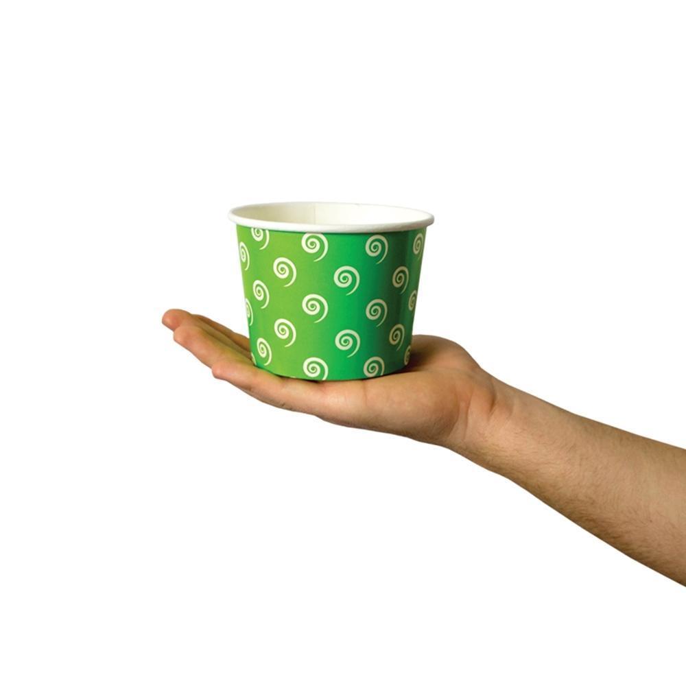 UNIQIFY® 12 oz Green Swirls and Twirls Ice Cream Cups - 12GRNSW&TCUP