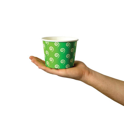 UNIQIFY® 12 oz Green Swirls and Twirls Ice Cream Cups - Frozen Dessert Supplies