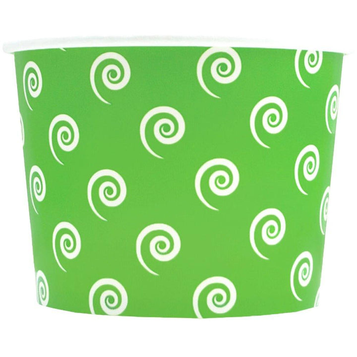 UNIQIFY® 12 oz Green Swirls and Twirls Ice Cream Cups - 12GRNSW&TCUP
