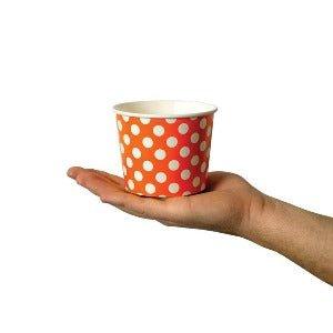 UNIQIFY® 12 oz Orange Polka Dotty Ice Cream Cups - 12ORNGPKDTCUP