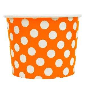UNIQIFY® 12 oz Orange Polka Dotty Ice Cream Cups - 12ORNGPKDTCUP