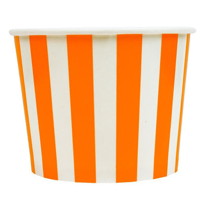 UNIQIFY® 12 oz Orange Striped Madness Ice Cream Cups - Frozen Dessert Supplies