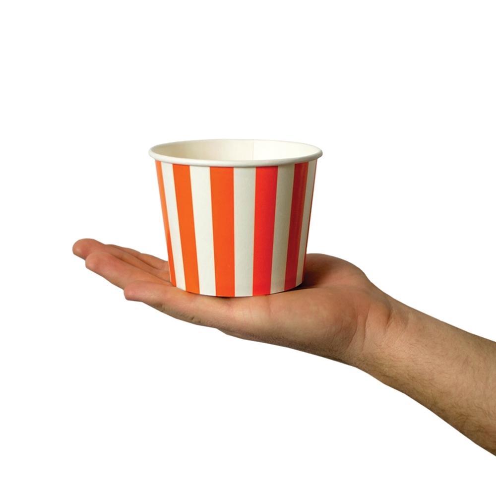 UNIQIFY® 12 oz Orange Striped Madness Ice Cream Cups - Frozen Dessert Supplies
