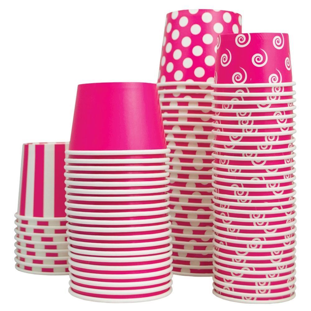 UNIQIFY® 12 oz Pink Swirls and Twirls Ice Cream Cups - 12PINKSW&TCUP